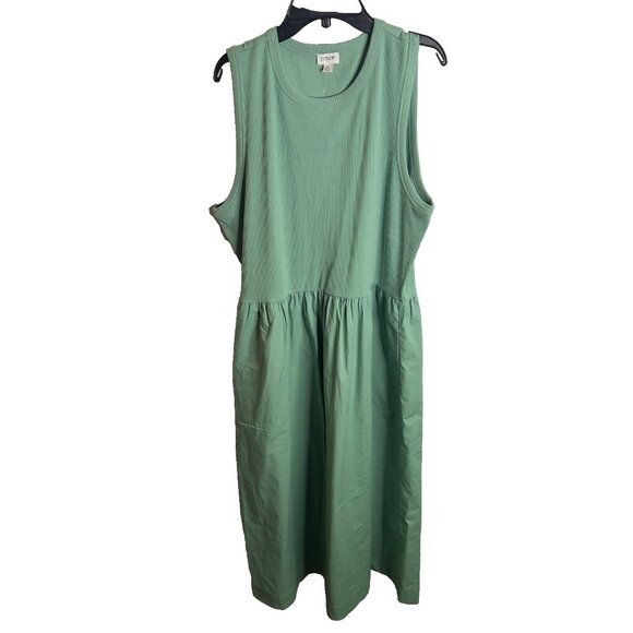 J.Crew $90 Ribbed-knit mixy dress Eucalyptus Green Size XL CJ264 - Picture 2 of 7